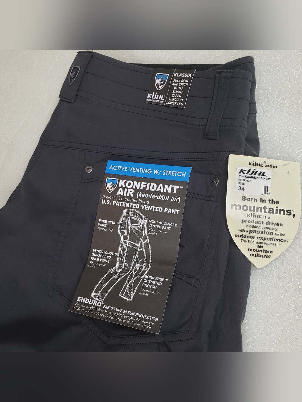 NWT Kuhl Konfidant Air Pants Men's 34x30 Vented Lightweight 5098 Performance